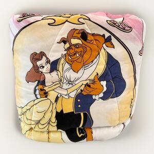 Vintage 90's Disney Beauty The Beast Belle Pink White Reversible Twin Comforter